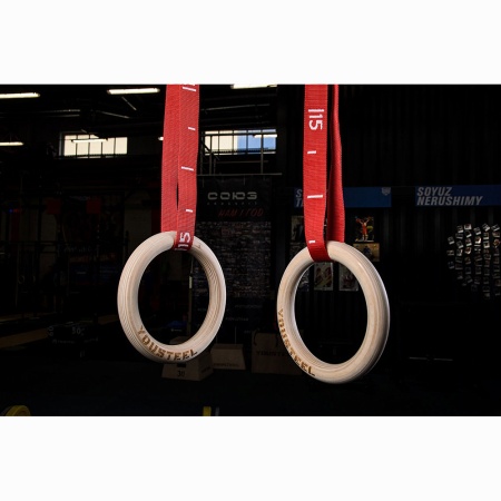 Купить Кольца гимнастические 32 мм красные стропы в Урае 